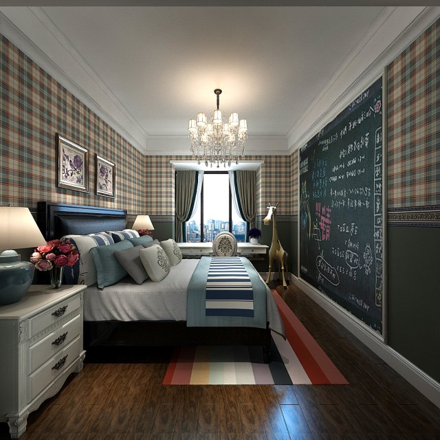 Stylish bedroom complete 195 3D Model