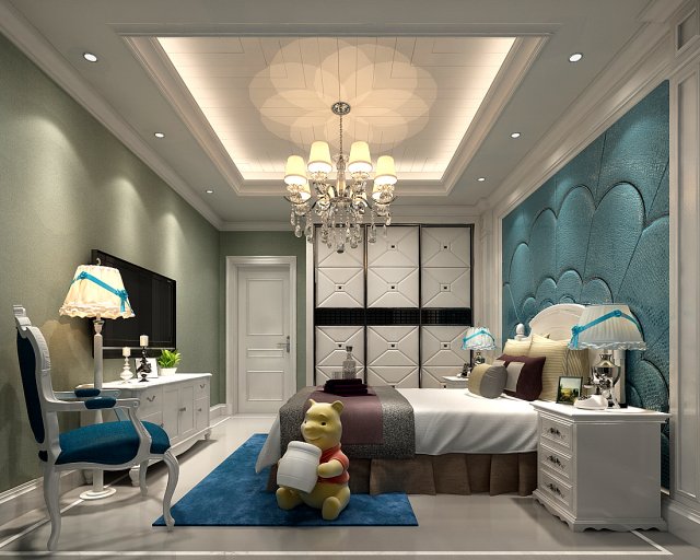 Stylish bedroom complete 61 3D Model