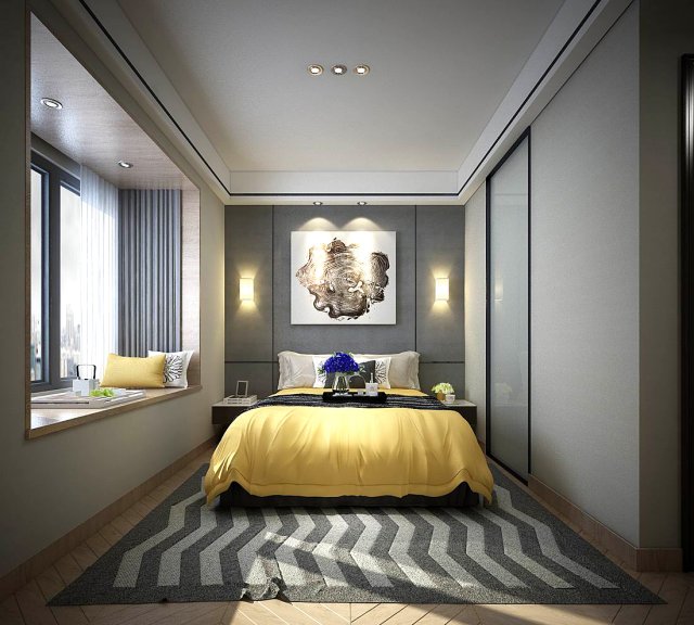 Stylish master bedroom design 31 3D Model
