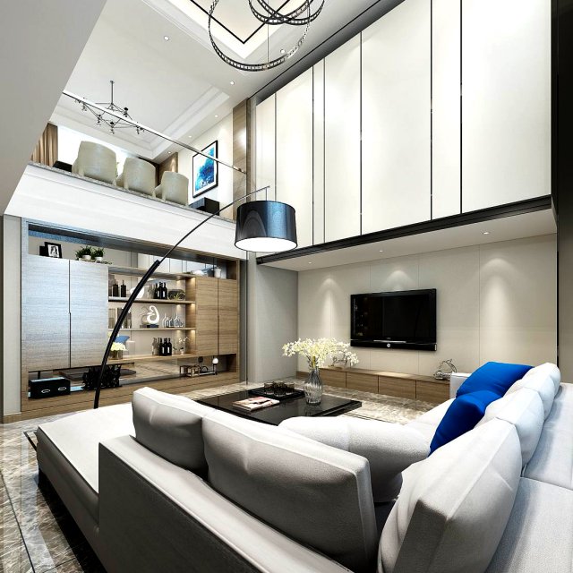Stylish avant-garde living room design 30 3D Model