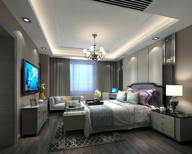 Stylish bedroom complete 54 3D Model