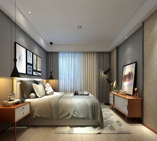Stylish master bedroom design 42 3D Model