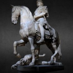 The equestrian statue of Kings Christan V 3D Model
