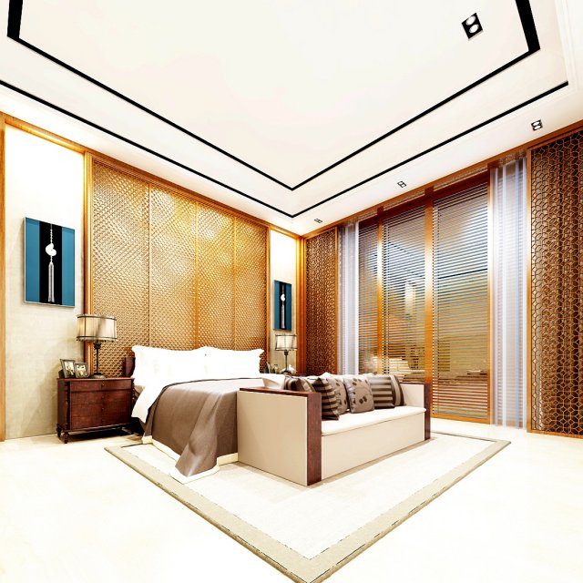 Stylish master bedroom design 63 3D Model
