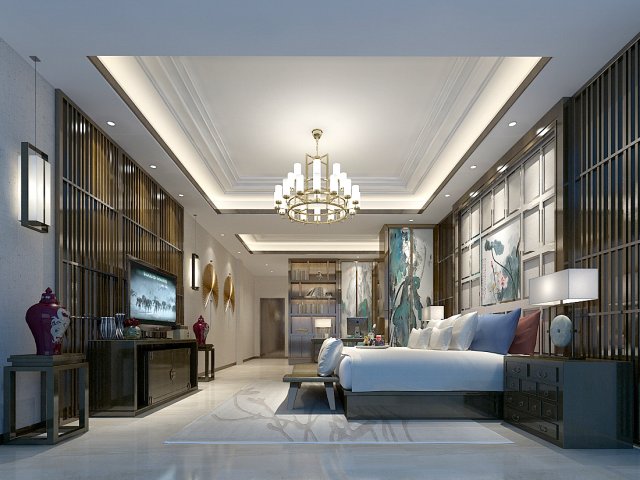 Stylish master bedroom design 68 3D Model