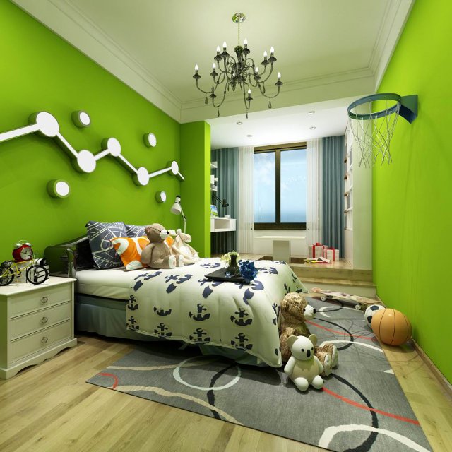 Stylish bedroom complete 02 3D Model