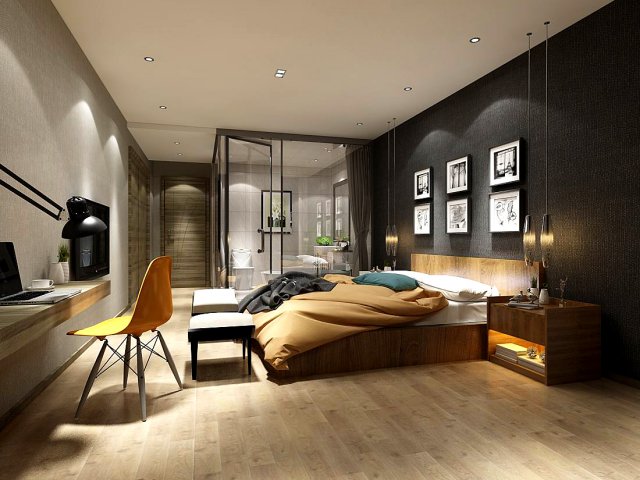 Stylish master bedroom design 19 3D Model