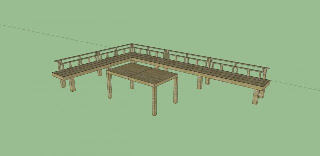 Corner bench with table 3D Model