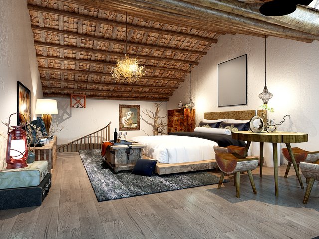 Stylish bedroom complete 182 3D Model
