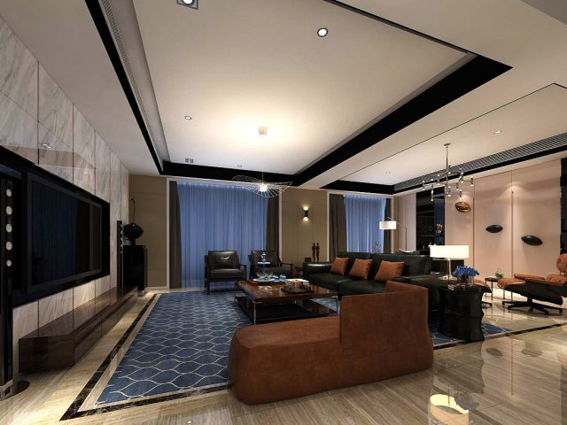 Stylish avant-garde living room design 25 3D Model