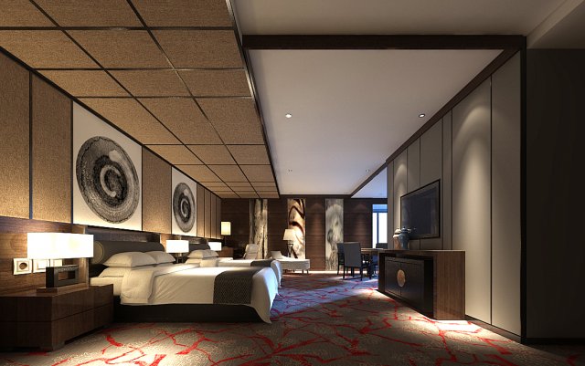 Bedroom hotel suites designed a complete 154 3D Model