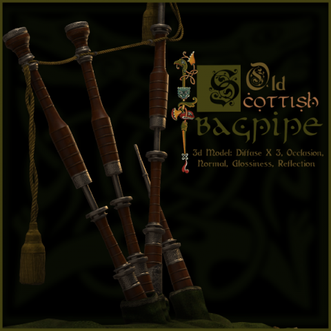 Old Scottish Bagpipe 3D Model