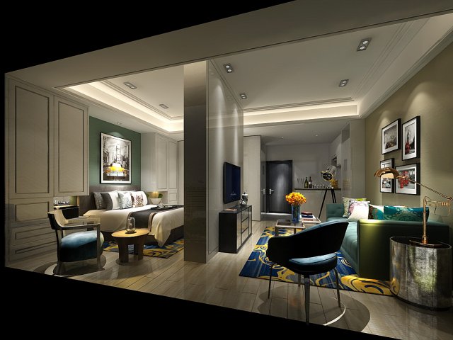 Bedroom hotel suites designed a complete 86 3D Model