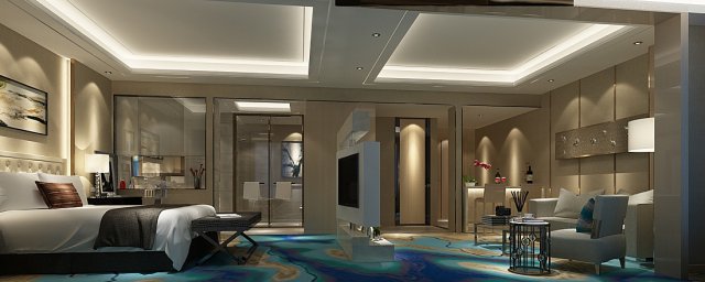 Bedroom hotel suites designed a complete 89 3D Model