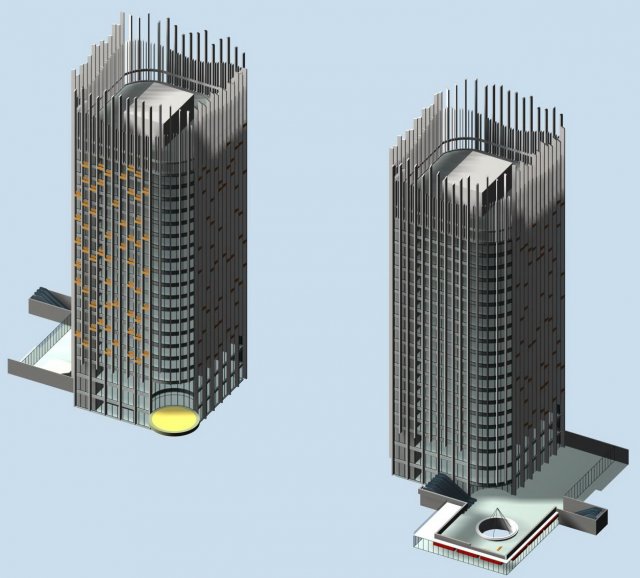 City office building construction avant-garde design hotel – 558 3D Model