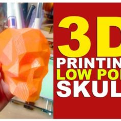 Lowpoly Skull Penholder 3D Print Model