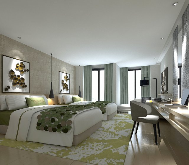 Bedroom hotel suites designed a complete 20 3D Model