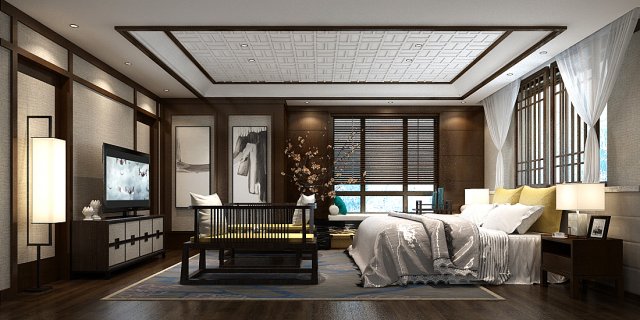 Stylish master bedroom design 70 3D Model