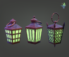 6 Hand Lanterns 3D Model