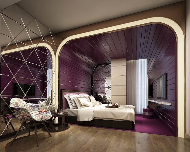 Bedroom hotel suites designed a complete 08 3D Model