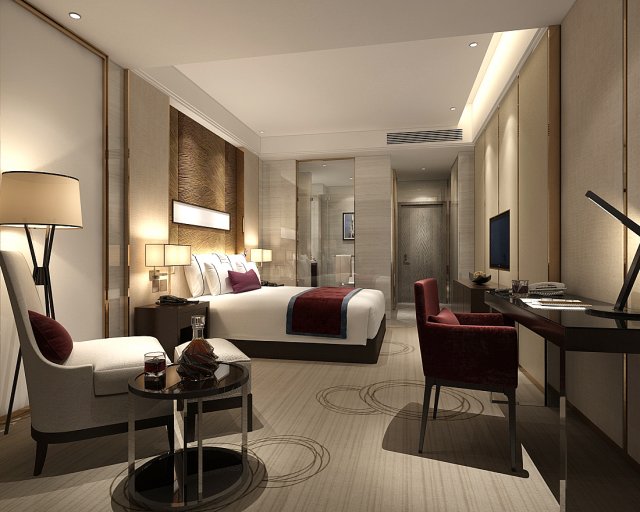 Bedroom hotel suites designed a complete 40 3D Model