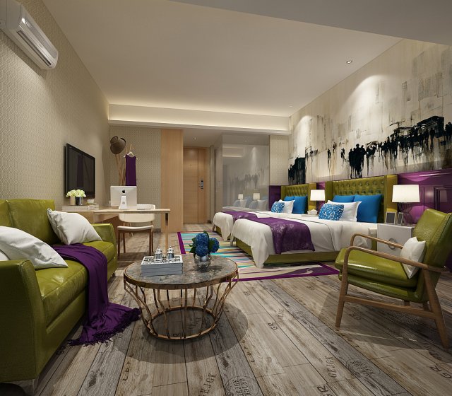 Bedroom hotel suites designed a complete 35 3D Model