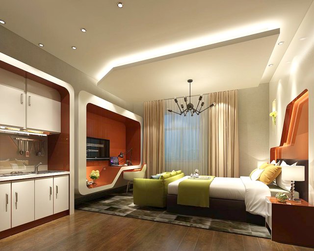 Stylish master bedroom design 77 3D Model