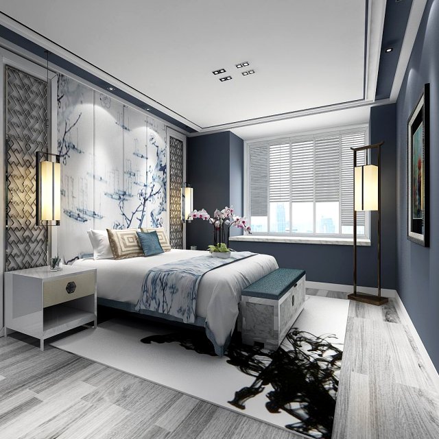 Stylish master bedroom design 03 3D Model
