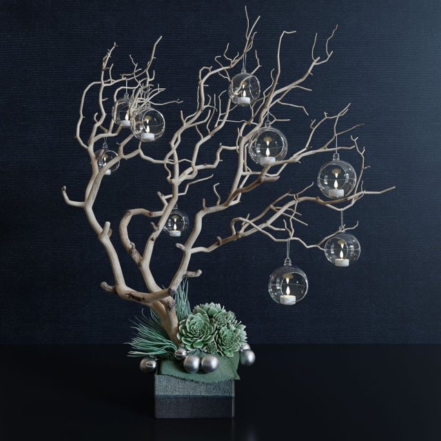 Decor branch and christmas toy 3D Model