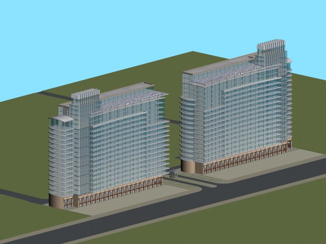 City office building construction avant-garde design hotel – 464 3D Model