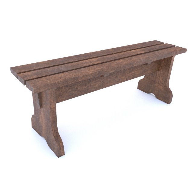 Wooden Bench 3D Model