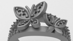 Butterfly Engagement Ring 3D Model