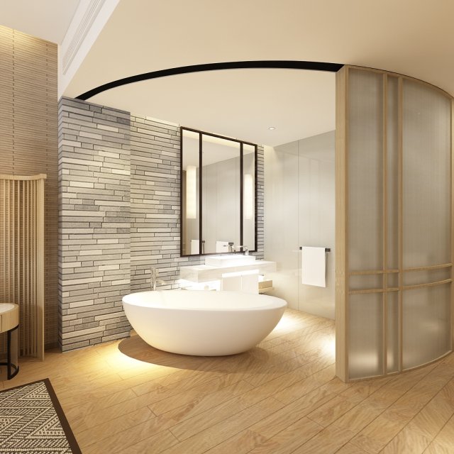 Bedroom hotel suites designed a complete 159 3D Model
