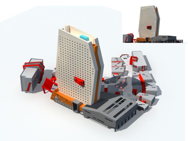 City office building construction avant-garde design hotel – 332 3D Model