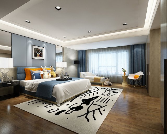 Stylish bedroom complete 210 3D Model