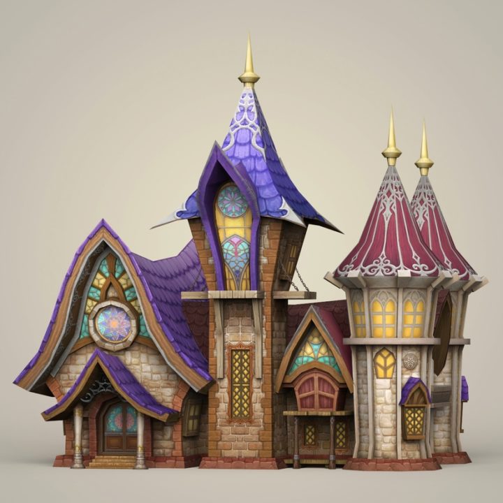 Game Ready Fantasy King House 3D Model