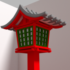 Japanese lantern outside with red foot 3D Print Model