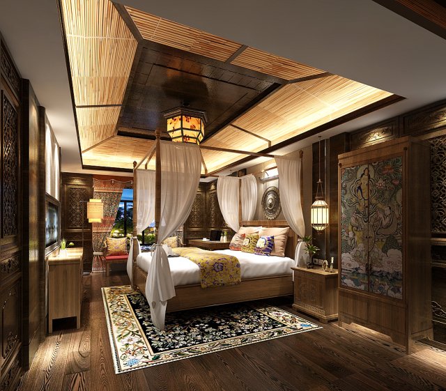 Bedroom hotel suites designed a complete 19 3D Model
