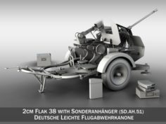 2cm Flak 38 with SDAH 51 – Trailer 3D Model