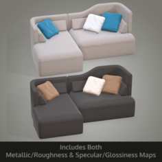 Low Poly Modular Sofa 3D Model