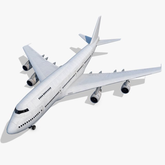 Boeing 747-200 Generic White 3D Model