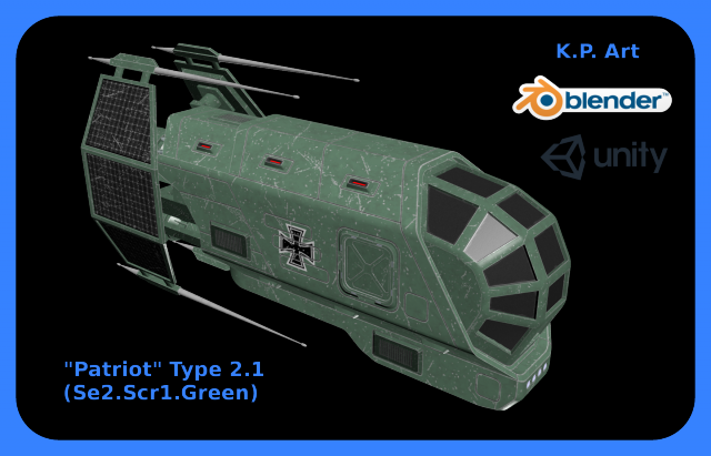 Space Ship Patriot Type 2-1 Se2-Scr1-Green 3D Model