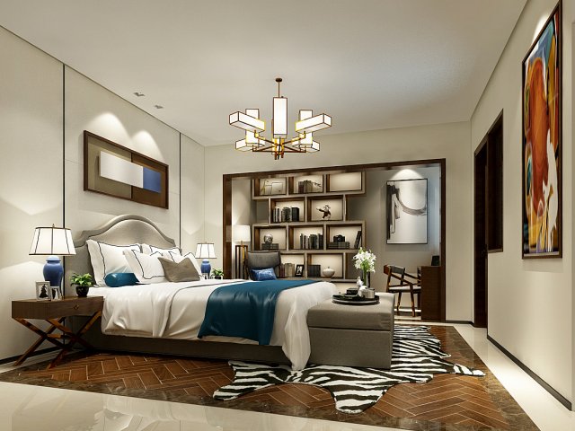 Stylish master bedroom design 10 3D Model