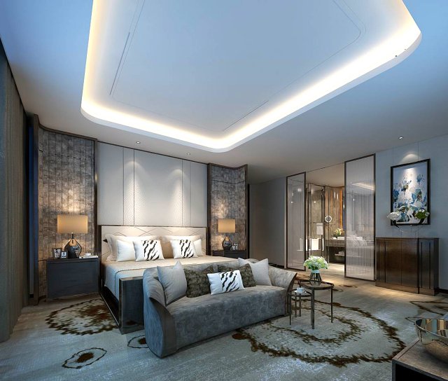 Stylish master bedroom design 32 3D Model