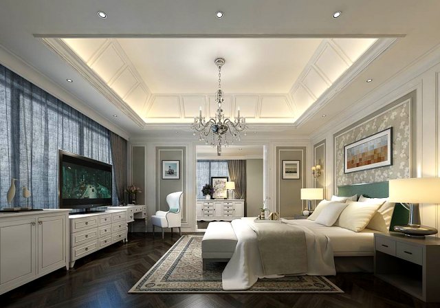 Stylish master bedroom design 49 3D Model
