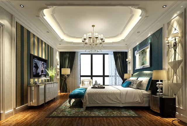 Stylish bedroom complete 129 3D Model