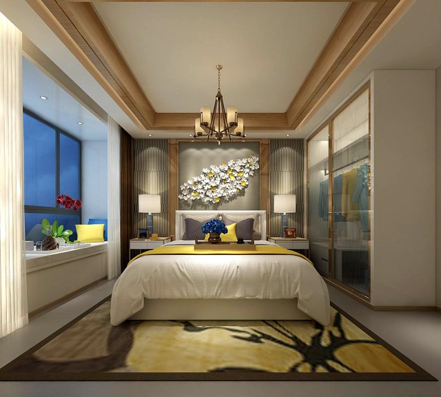 Stylish master bedroom design 17 3D Model