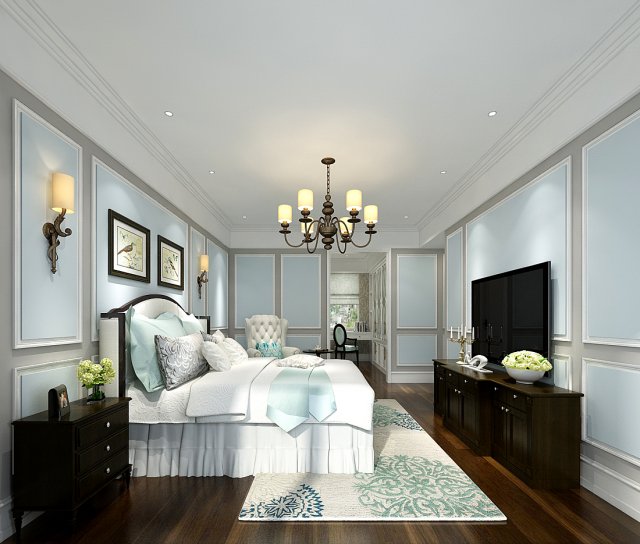 Stylish bedroom complete 151 3D Model