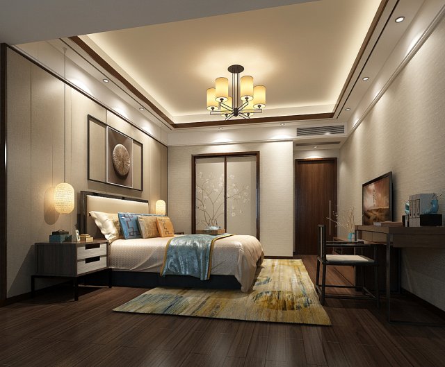 Stylish bedroom complete 165 3D Model