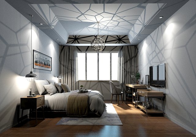 Stylish bedroom complete 189 3D Model